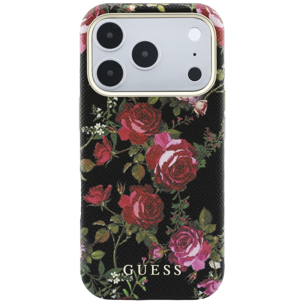 Husă Guess iPhone 17 Pro Blossom Roses Print MagSafe, negru – imagine 3