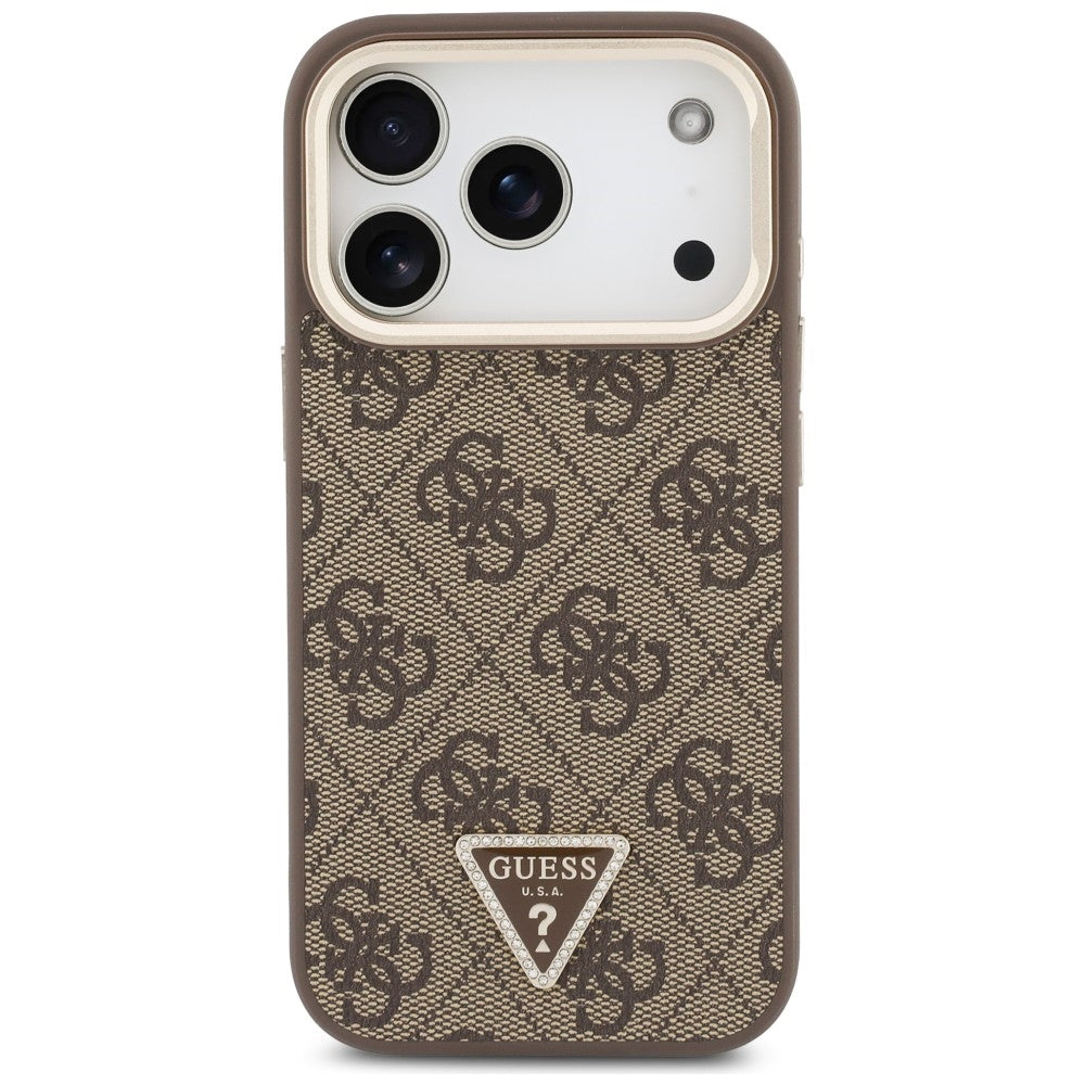 Husă Guess iPhone 17 Pro 4G Triangle Logo & Stand Camera MagSafe, maro – imagine 3