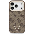 Husă Guess iPhone 17 Pro 4G Triangle Logo & Stand Camera MagSafe, maro – imagine 3