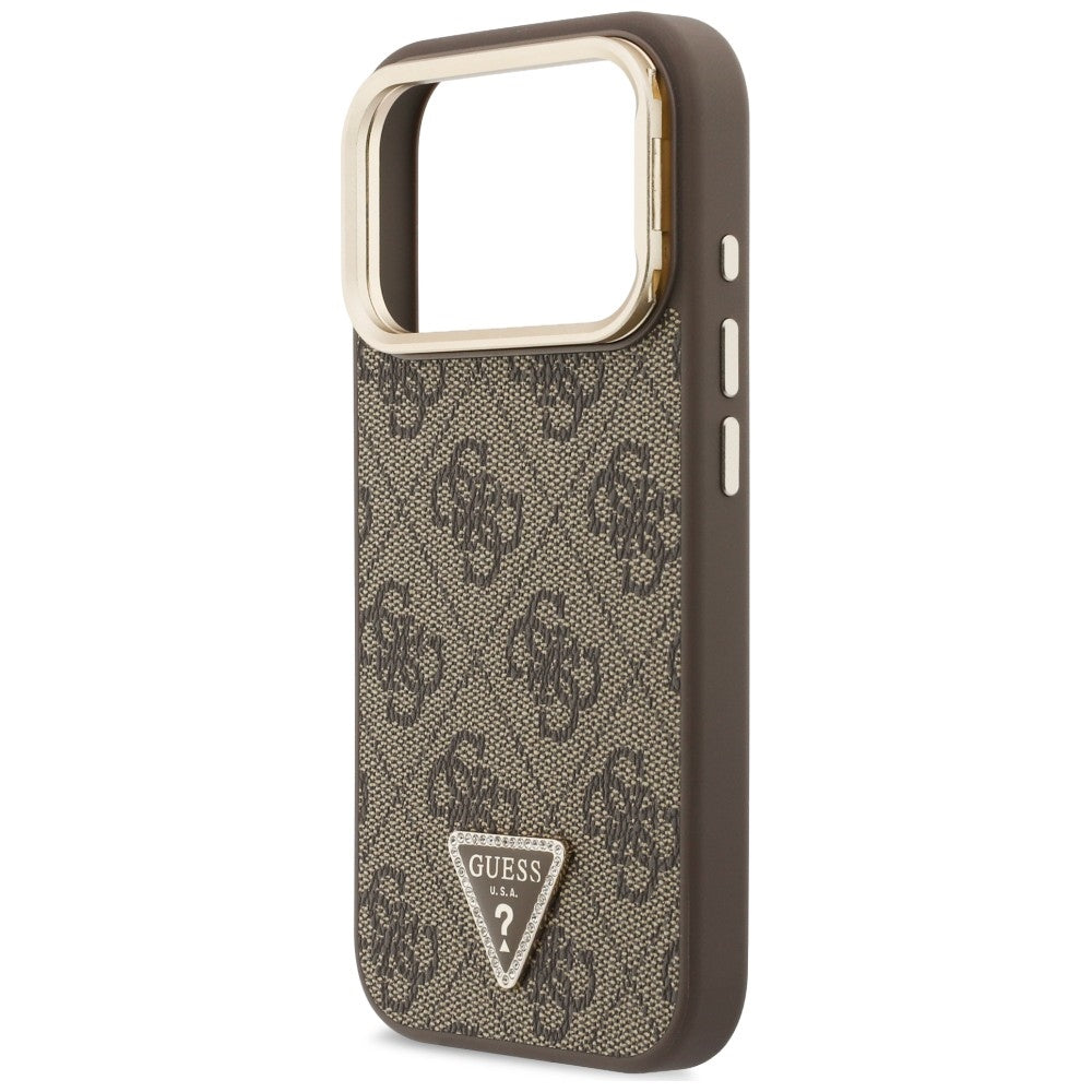 Husă Guess iPhone 17 Pro 4G Triangle Logo & Stand Camera MagSafe, maro – imagine 5