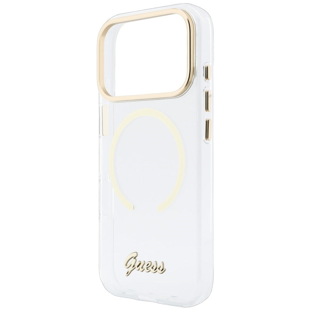 Husă Guess iPhone 17 Pro Max IML Script Metal MagSafe, transparent – imagine 5