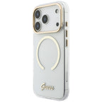 Husă Guess iPhone 17 Pro Max IML Script Metal MagSafe, transparent – imagine 4