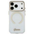 Husă Guess iPhone 17 Pro Max IML Script Metal MagSafe, transparent – imagine 2