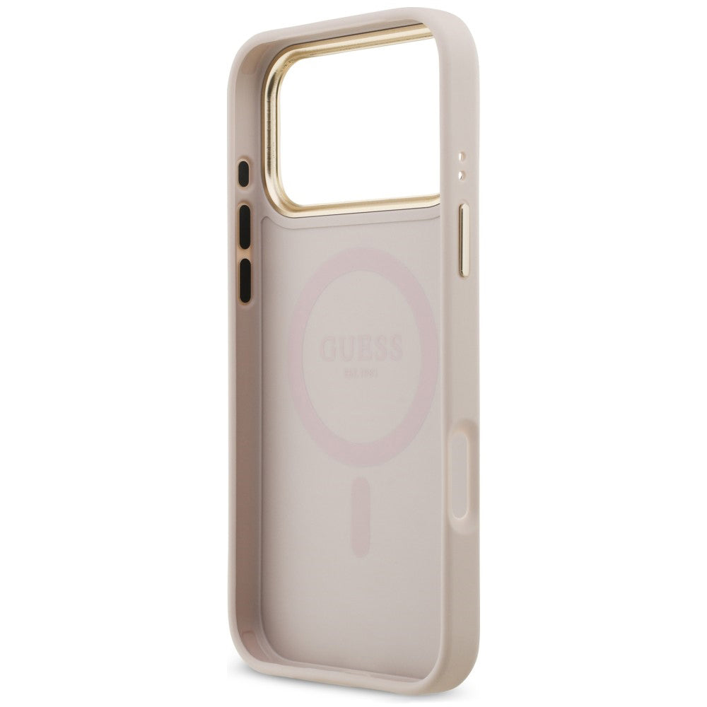 Husă Guess iPhone 17 Pro Max Hardcase 4G Strass Logo MagSafe, roz – imagine 7
