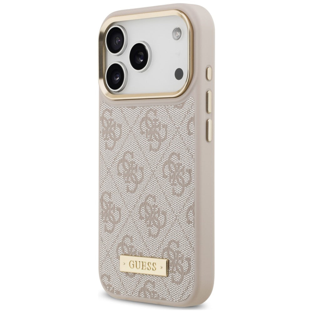 Husă Guess iPhone 17 Pro Max Hardcase 4G Logo Plate MagSafe, roz – imagine 2