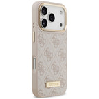 Husă Guess iPhone 17 Pro Max Hardcase 4G Logo Plate MagSafe, roz – imagine 4