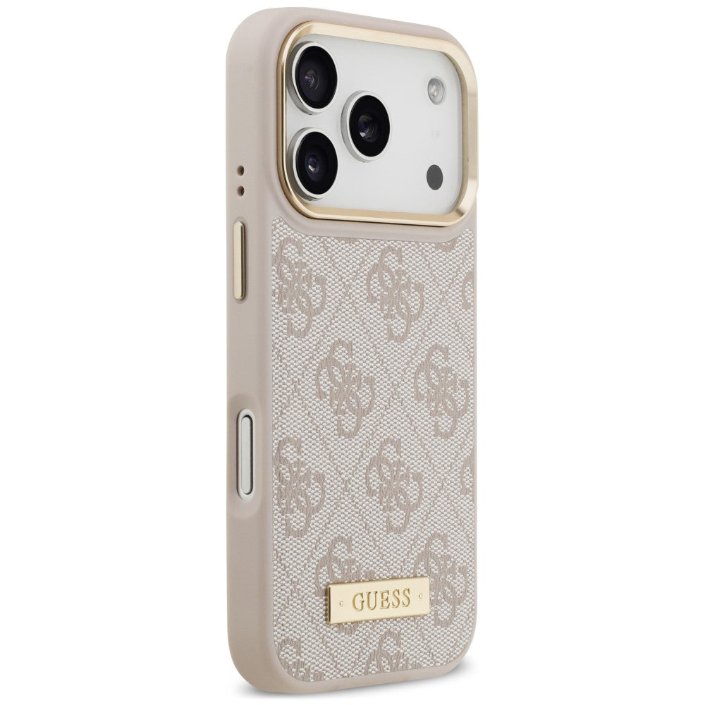 Husă Guess iPhone 17 Pro Max Hardcase 4G Logo Plate MagSafe, roz – imagine 4