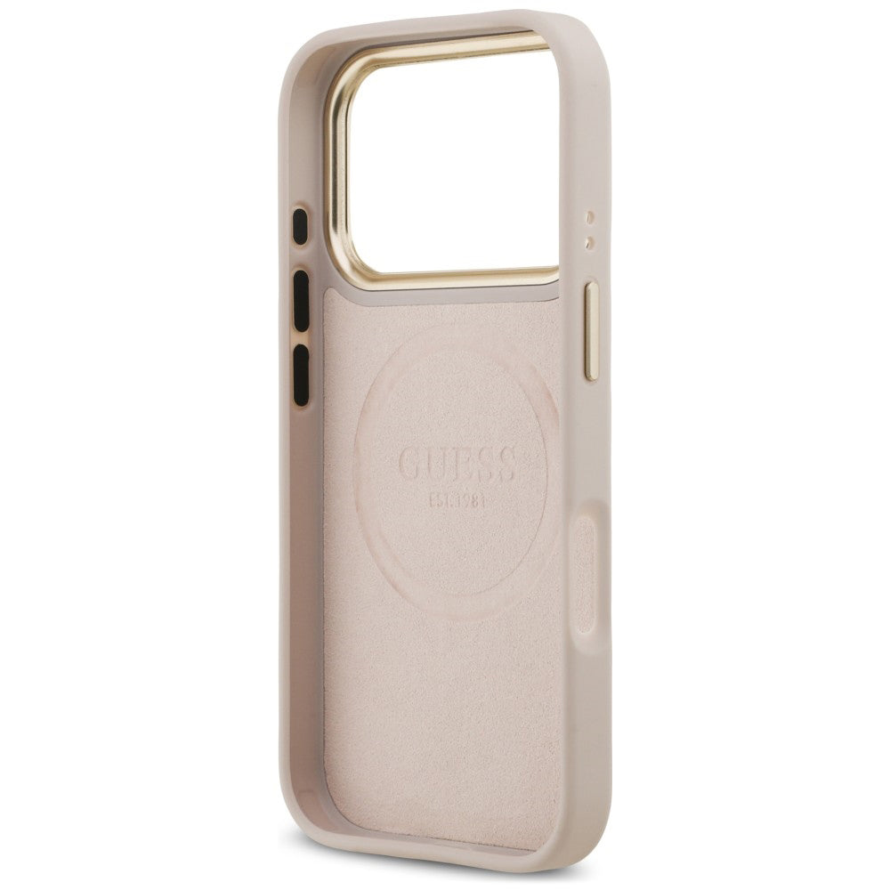 Husă Guess iPhone 17 Pro Max Hardcase 4G Logo Plate MagSafe, roz – imagine 7