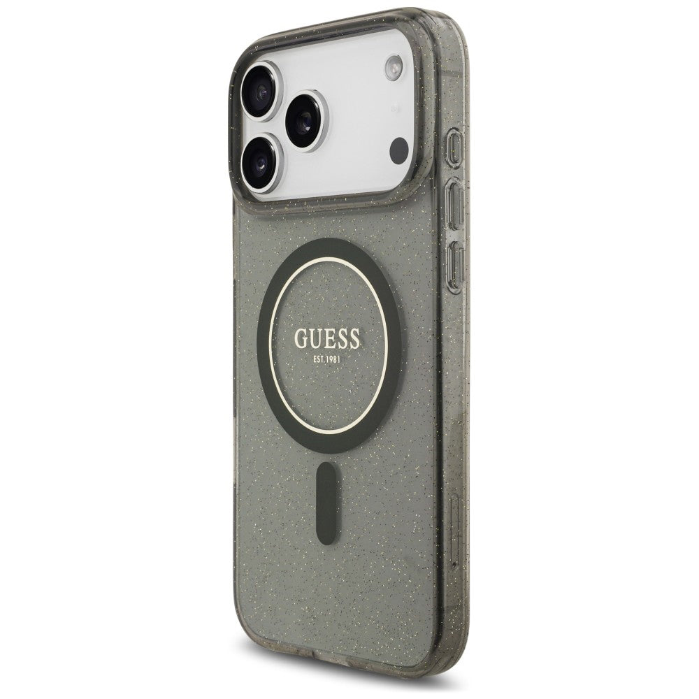 Husă Guess iPhone 17 Pro Max IML Glitter with Pearl Strap, negru – imagine 4