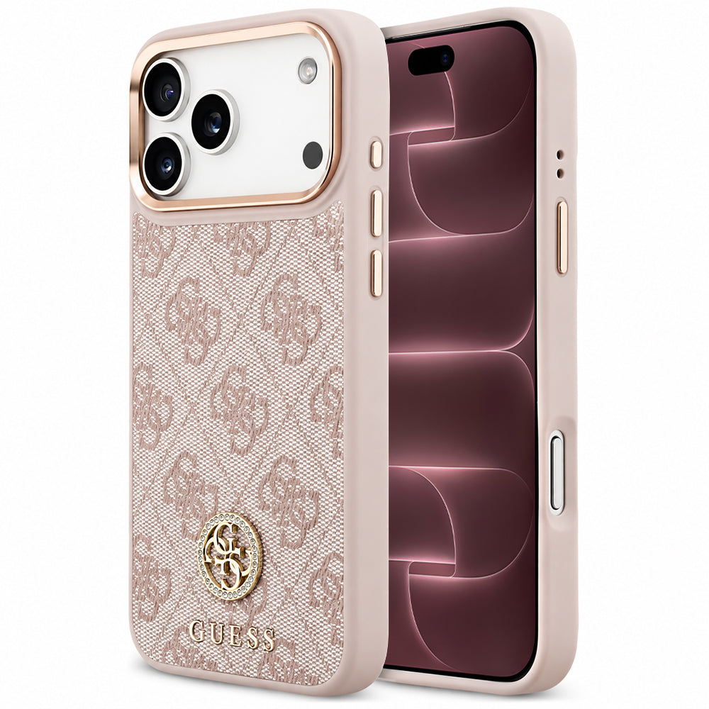 Husă Guess iPhone 17 Pro Max Hardcase 4G Strass Logo MagSafe, roz – imagine 1