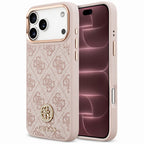 Husă Guess iPhone 17 Pro Max Hardcase 4G Strass Logo MagSafe, roz – imagine 1