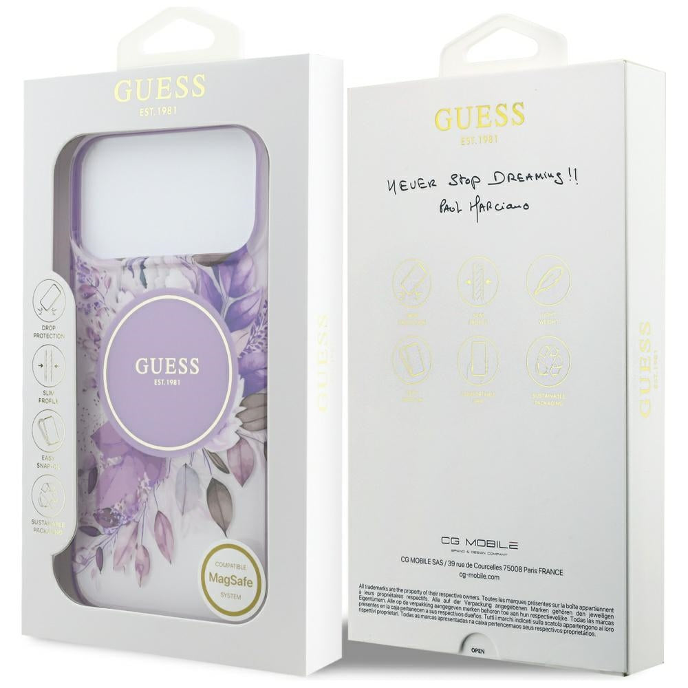 Husă Guess iPhone 17 Pro IML Flowers with Pearl Strap MagSafe, mov – imagine 7