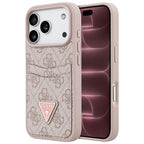 Husă Guess iPhone 17 Pro Max Hardcase 4G Double Card Triangle, roz – imagine 1
