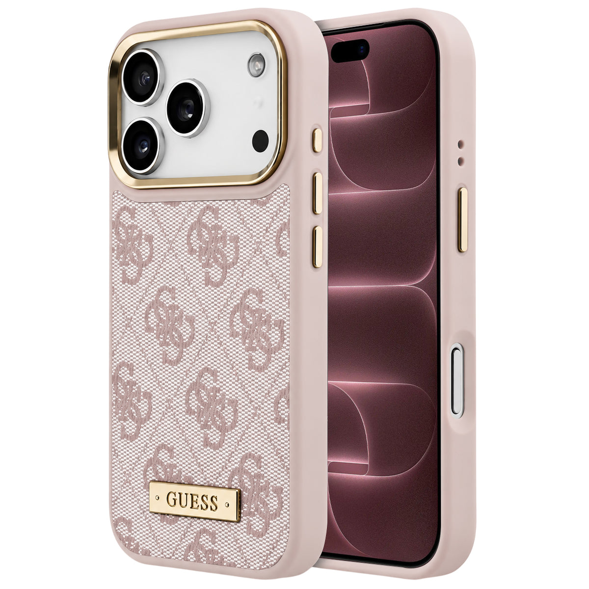 Husă Guess iPhone 17 Pro Max Hardcase 4G Logo Plate MagSafe, roz – imagine 1