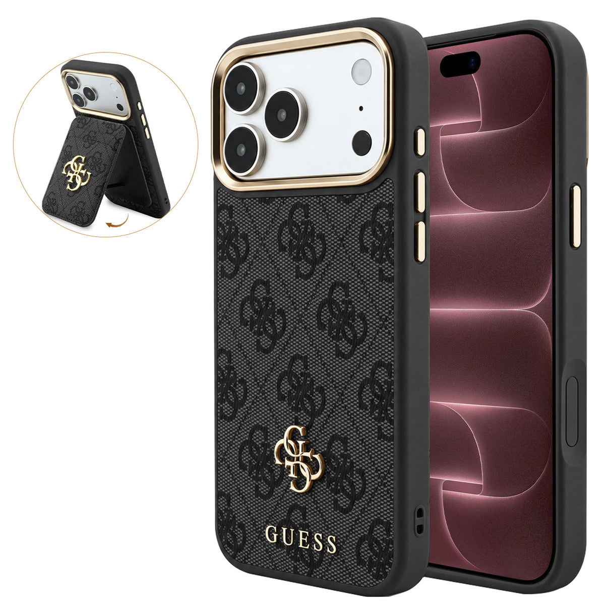 Husă Guess iPhone 17 Pro Max Hardcase 4G Cardslot MagSafe, negru – imagine 1
