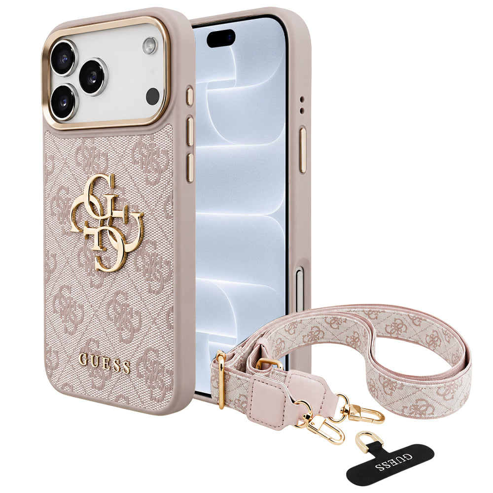 Husă Guess iPhone 17 Pro Big 4G Classic Logo & Big Strap, roz – imagine 1