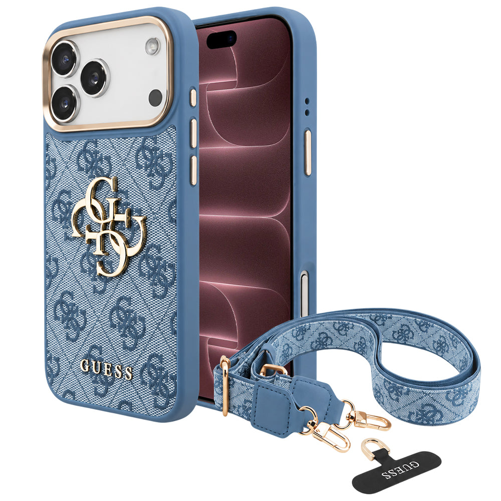 Husă Guess iPhone 17 Pro Max Big 4G Classic Logo & Big Strap, albastru – imagine 1