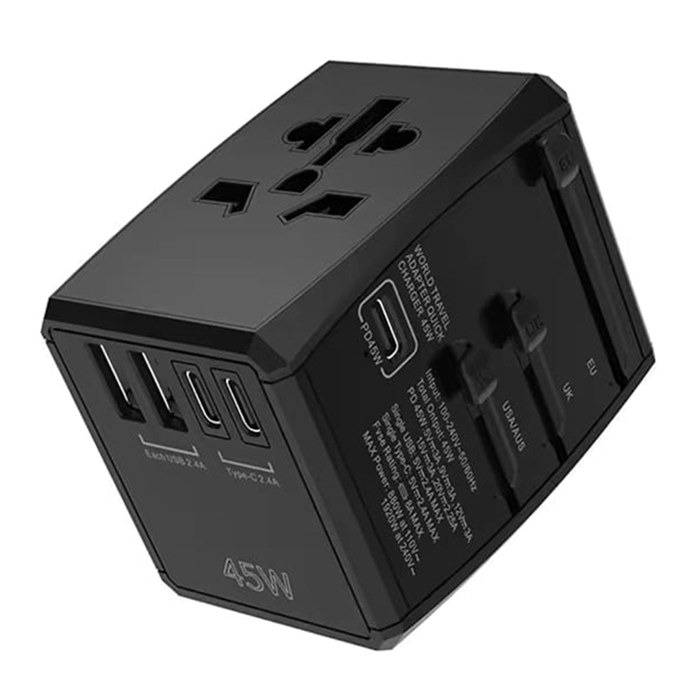 Adaptor călătorie universal PD 45W, 5 porturi, negru – Techsuit HHT905 – imagine 1
