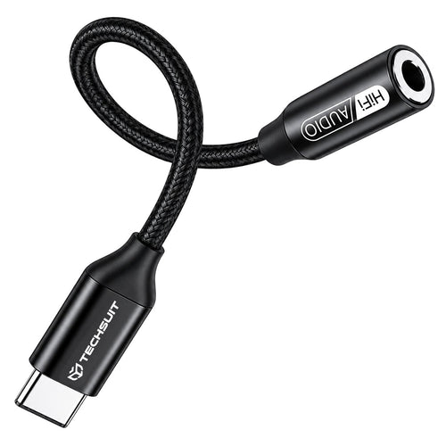 Adaptor audio USB-C la jack 3,5 mm, DAC 48 kHz, negru – Techsuit AC13 – imagine 2