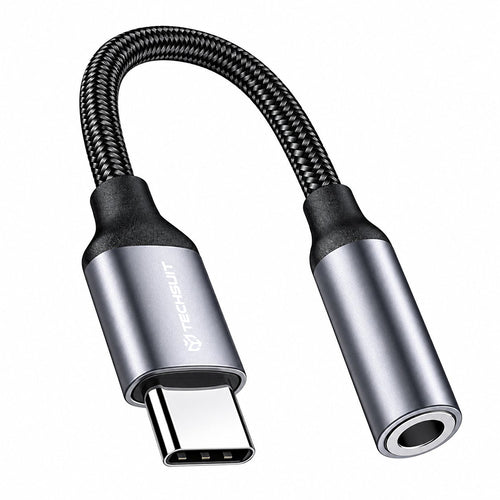 Adaptor audio USB-C la jack, DAC, 10 cm, gri – Techsuit AC8 – imagine 2