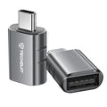 Adaptor OTG USB 3.0 la USB-C, Thunderbolt 3, gri – Techsuit A10 – imagine 1