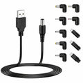 Cablu USB cu 10 capete DC, USB-C, Micro-USB, negru – Techsuit AC21 – imagine 1