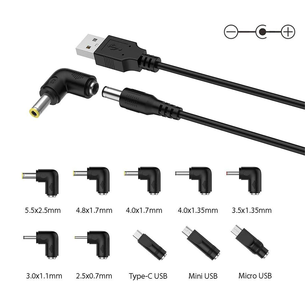 Cablu USB cu 10 capete DC, USB-C, Micro-USB, negru – Techsuit AC21 – imagine 2