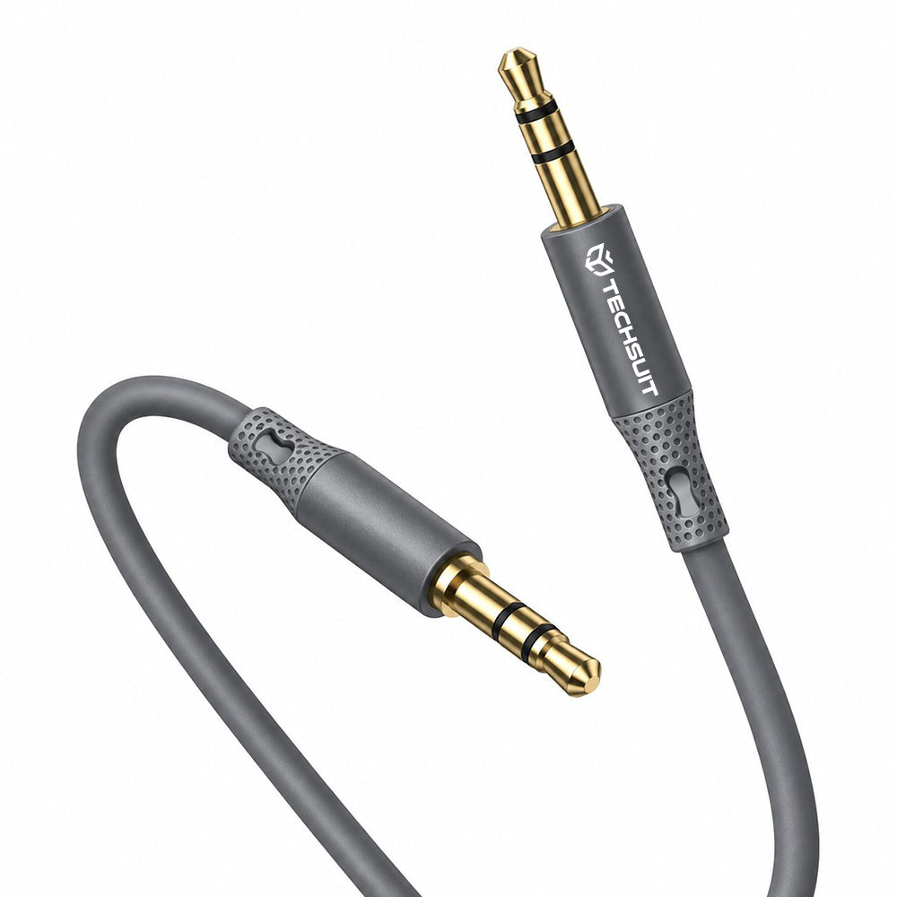 Cablu AUX jack 3,5 mm la jack 3,5 mm, 1 m, gri – Techsuit AC3 – imagine 3