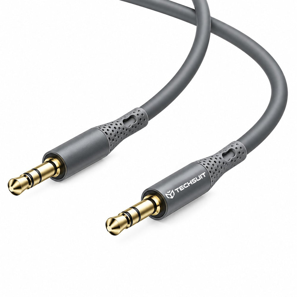 Cablu AUX jack 3,5 mm la jack 3,5 mm, 1 m, gri – Techsuit AC3 – imagine 5