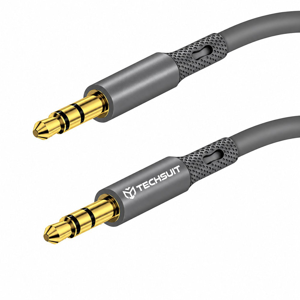 Cablu AUX jack 3,5 mm la jack 3,5 mm, 1 m, gri – Techsuit AC3 – imagine 2