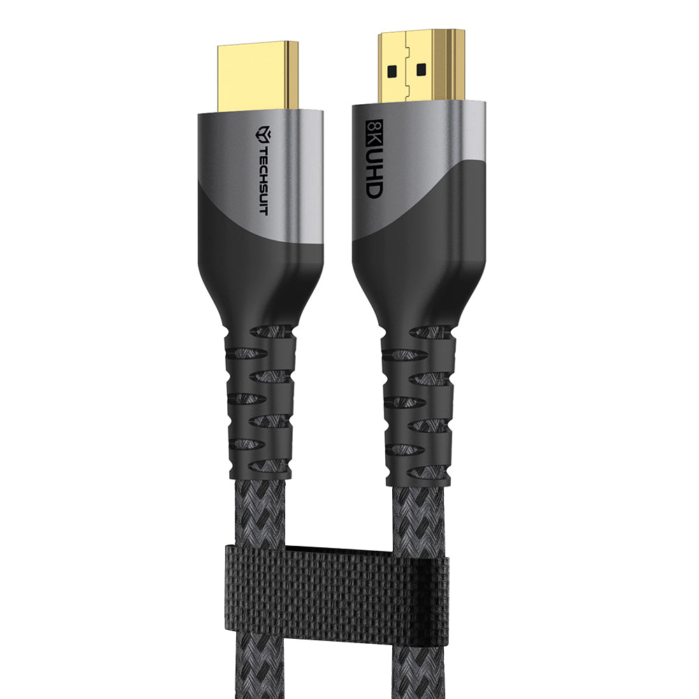 Cablu HDMI 2.1, 8K 60Hz, 4K 120Hz, 2 m, gri – Techsuit CX3 – imagine 2