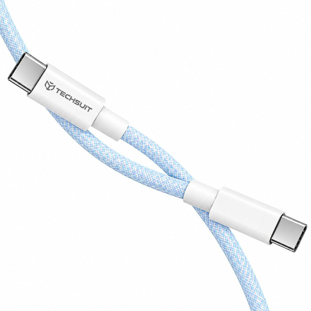 Cablu USB-C la USB-C PD 60W, flexibil, albastru – Techsuit PCB114D – imagine 4