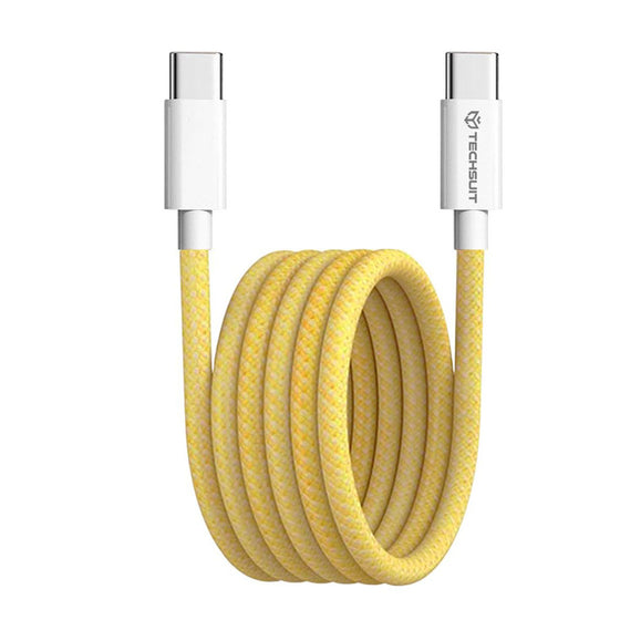 Cablu de date Techsuit LightSync PCB114D, USB-C la USB-C, PD 60W, flexibil, 1 m – galben