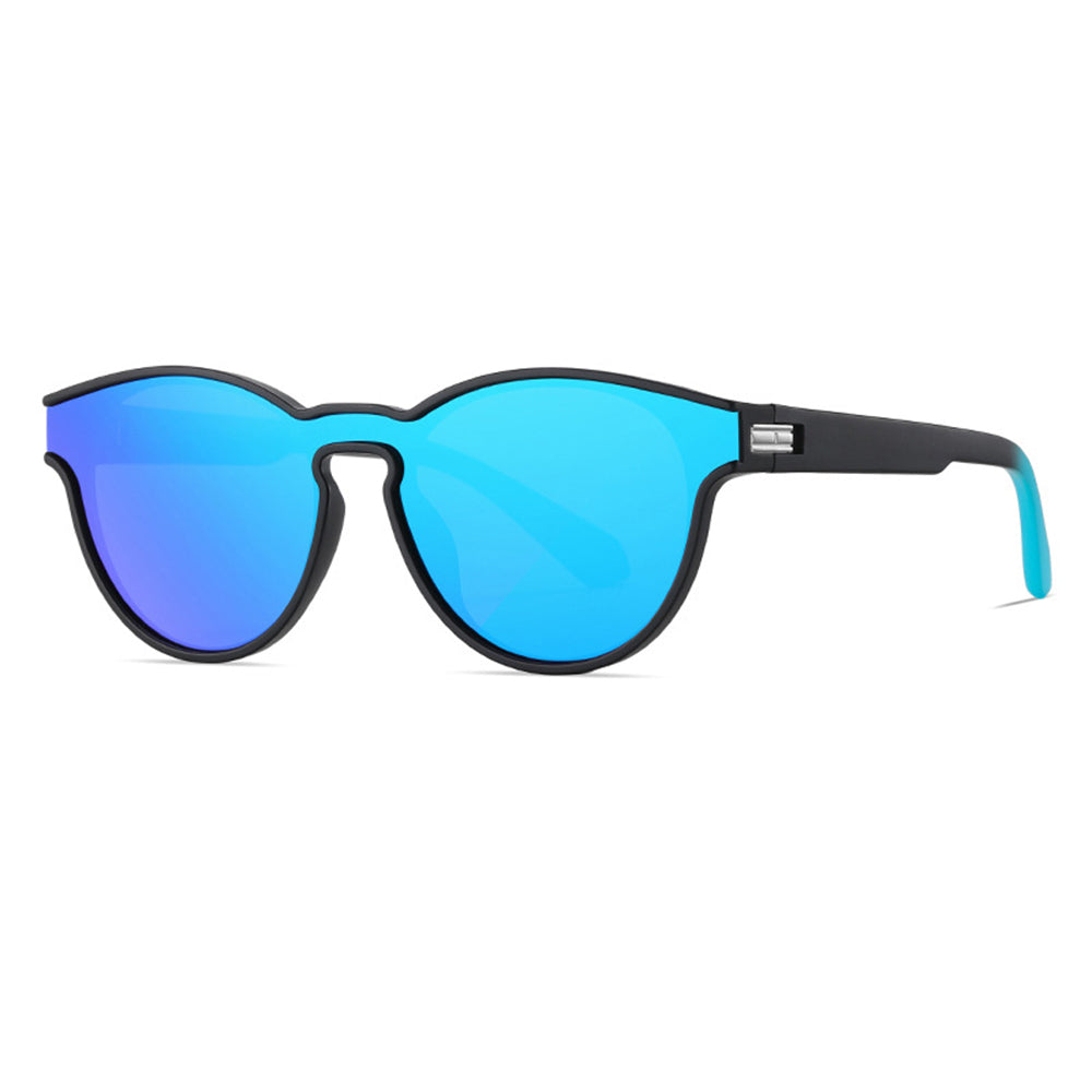 Ochelari de soare polarizați unisex, lentilă unică, TR90 – Techsuit – Negru mat / albastru-verde – imagine 7