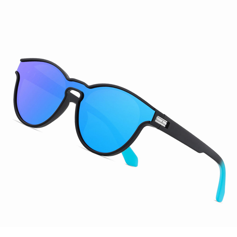 Ochelari de soare polarizați unisex, lentilă unică, TR90 – Techsuit – Negru lucios / gri – imagine 10