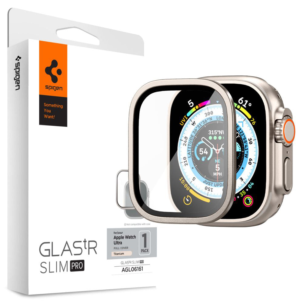 Folie de sticlă Spigen Glas.tR Slim Pro cu ramă metalică Apple Watch Ultra / Ultra 2 / Ultra 3 (49 mm) – imagine 1