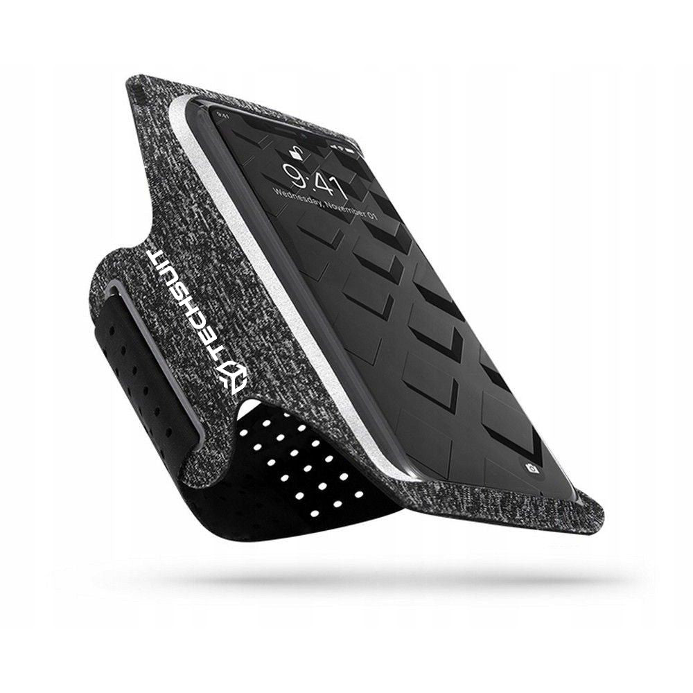 Banderolă sport telefon 4–6,5", neopren, gri / alb – Techsuit TH10 – imagine 1