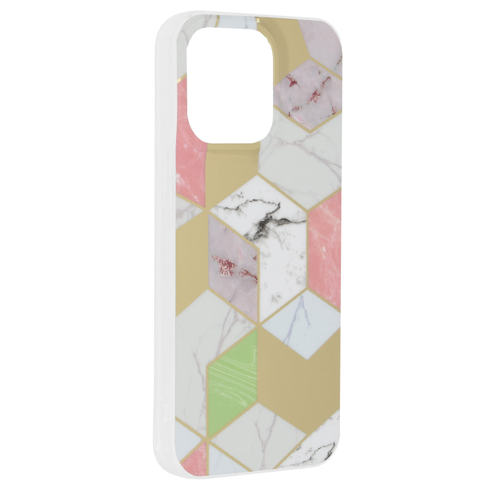 Husă iPhone 15 Pro Max Techsuit Marble, mov (model hexagonal) – imagine 2