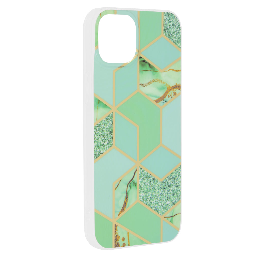 Husă iPhone 15 Plus Techsuit Marble, verde (model hexagonal) – imagine 2