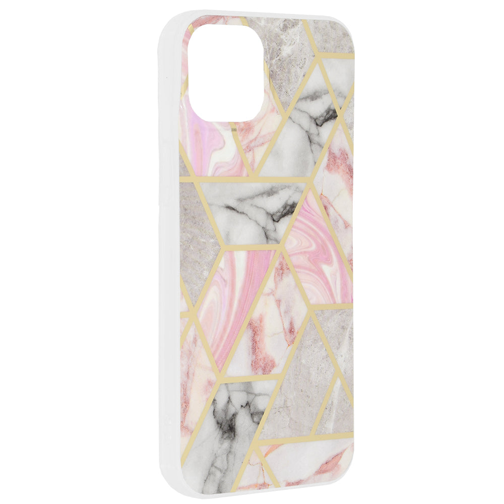 Husă iPhone 15 Plus Techsuit Marble, roz (model hexagonal) – imagine 2