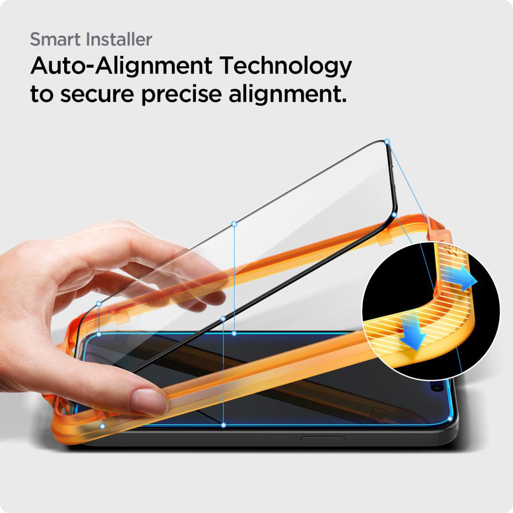 Folie de sticlă Spigen Glas.tR AlignMaster cu ramă neagră pentru iPhone 15 Pro – imagine 7