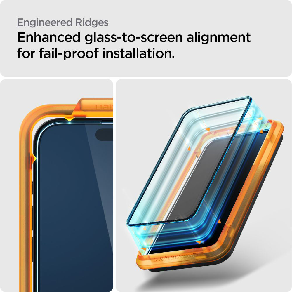 Folie de sticlă Spigen Glas.tR AlignMaster cu ramă neagră pentru iPhone 15 Plus – imagine 5