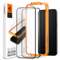 Folie de sticlă Spigen Glas.tR AlignMaster cu ramă neagră pentru iPhone 15 Plus – imagine 1