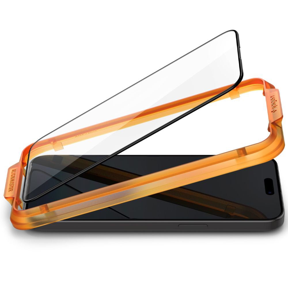 Folie de sticlă Spigen Glas.tR AlignMaster cu ramă neagră pentru iPhone 15 Plus – imagine 4