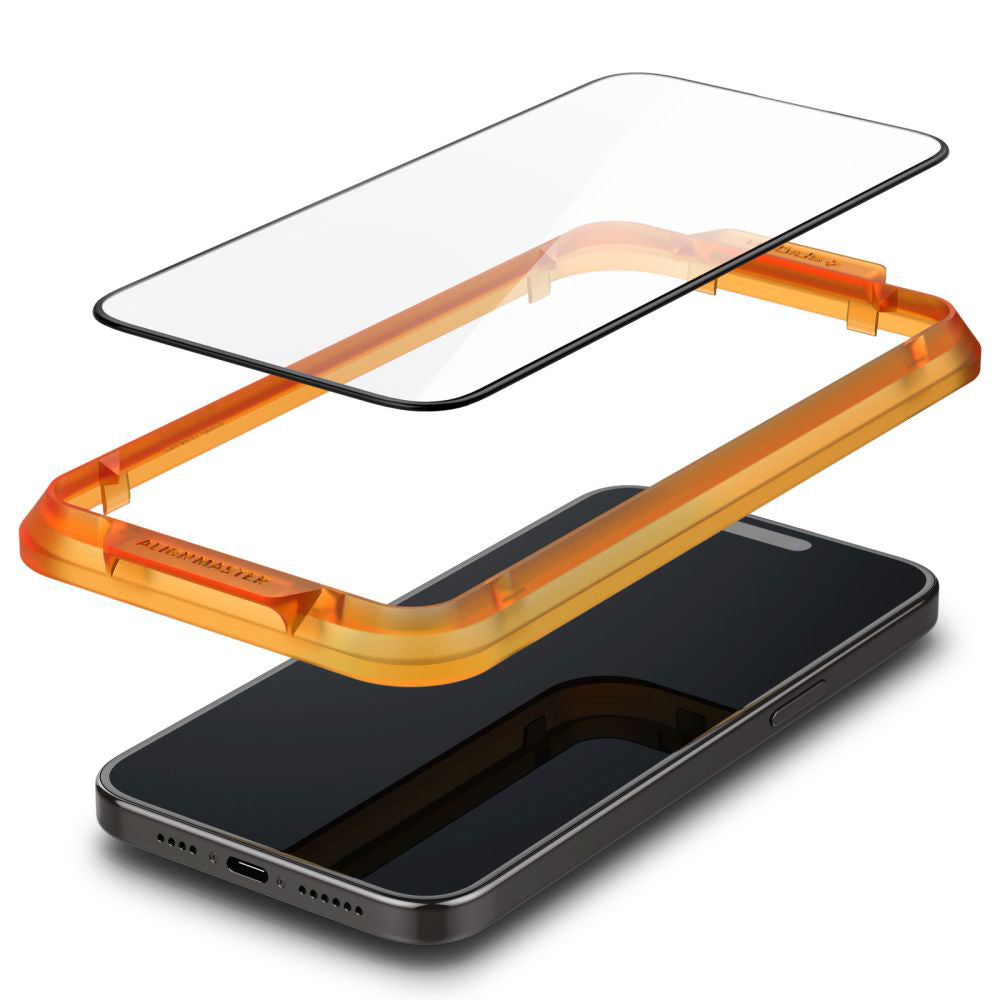 Folie de sticlă Spigen Glas.tR AlignMaster cu ramă neagră pentru iPhone 15 Plus – imagine 3