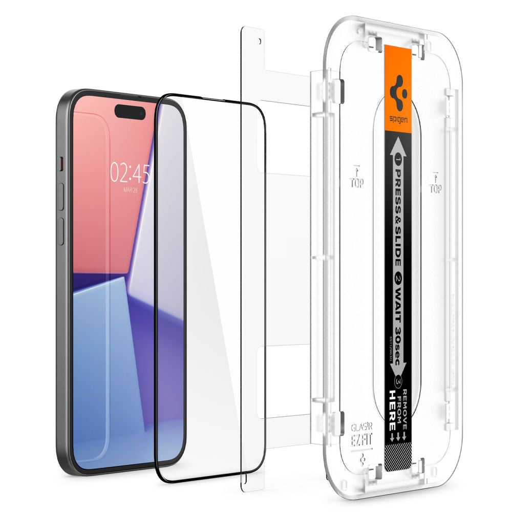 Folie de sticlă Spigen Glas.tR EZ Fit pentru iPhone 15 – imagine 2