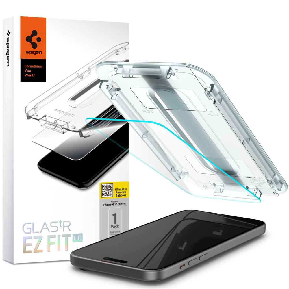 Folie de sticlă Spigen Glas.tR EZ Fit HD pentru iPhone 15 – imagine 1