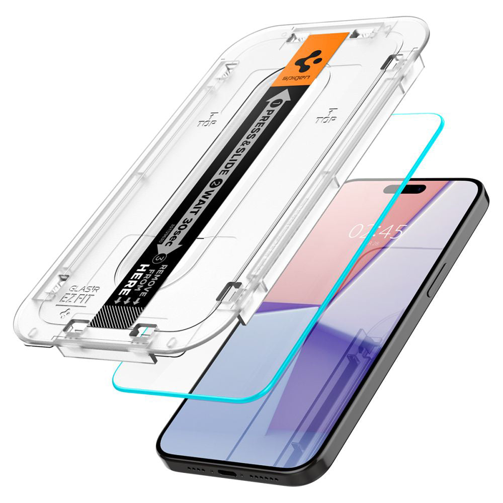 Folie de sticlă Spigen Glas.tR EZ Fit pentru iPhone 15 Pro Max – Transparentă – imagine 2