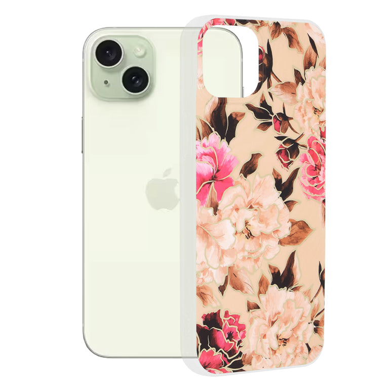 Husă iPhone 15 Plus Techsuit Marble, nude – imagine 1