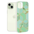 Husă iPhone 15 Plus Techsuit Marble, verde (model hexagonal) – imagine 1